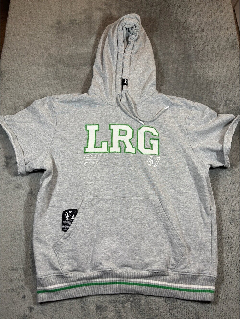 LRG Hoodie Short Sleeve Size L Vintage Y2K Lifted Research Group Cotton Blend